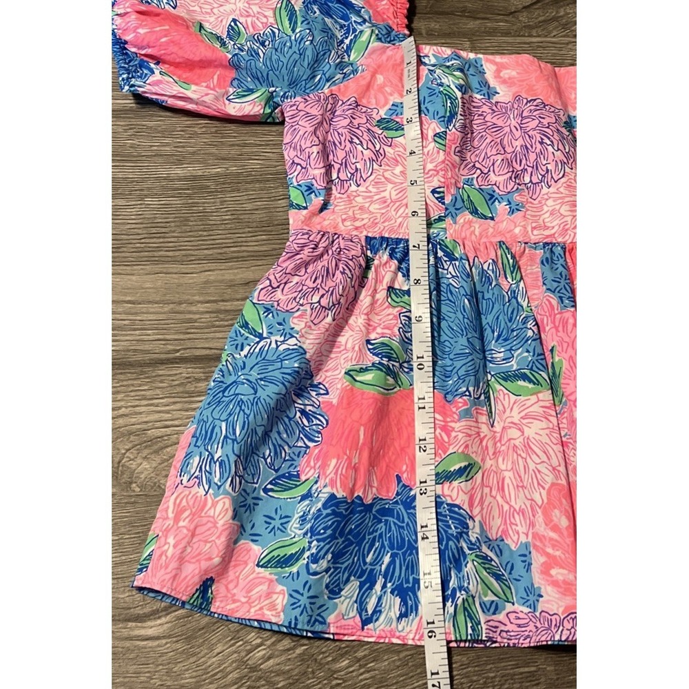 Lilly Pulitzer Kay Baby Doll Short Puff Sleeve Bodice Cups Top Size 8 Neon Bloom - Picture 8 of 9